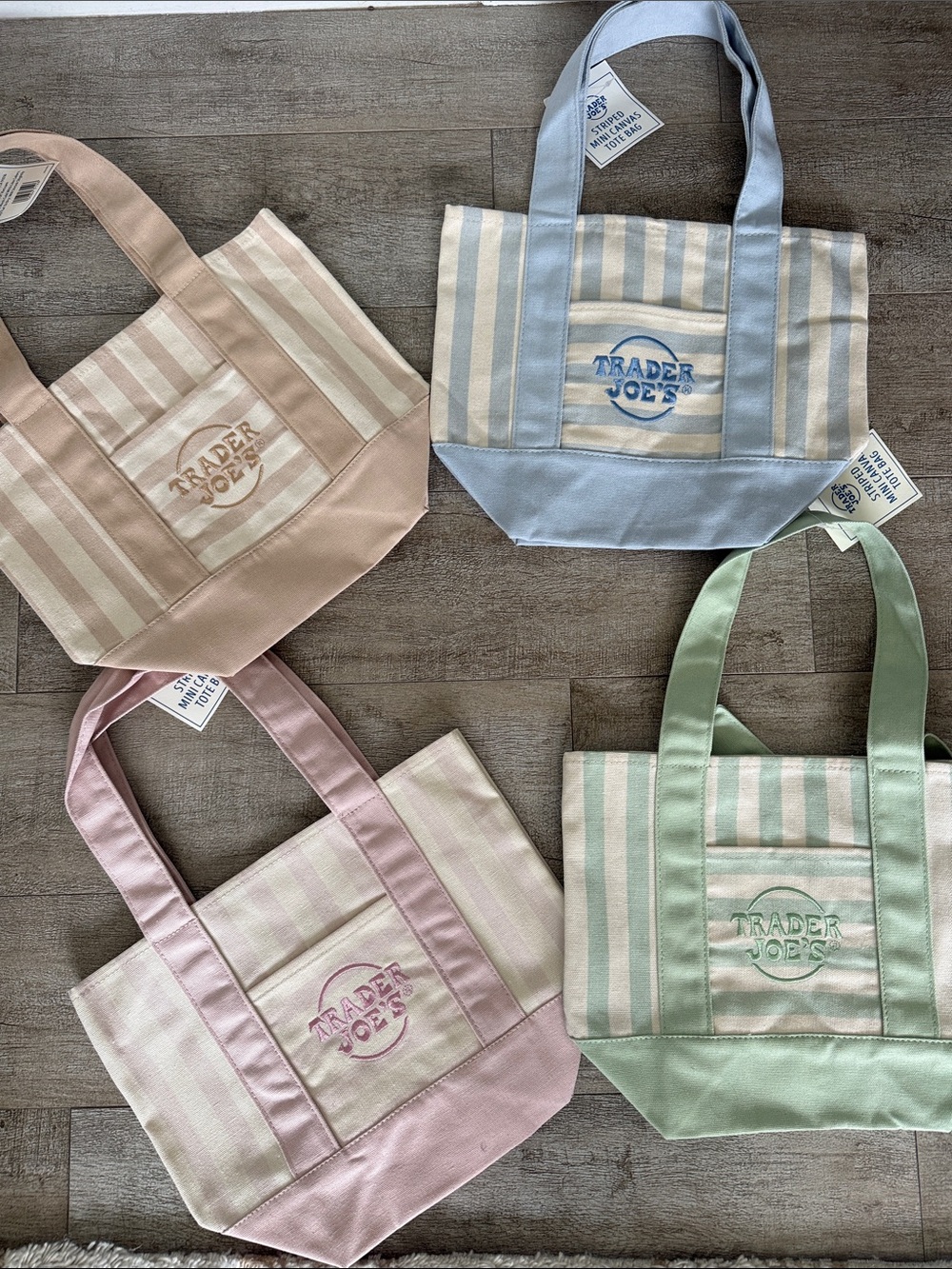 Trader Joe's Pastel Stripe Tote Bag - Light Blue